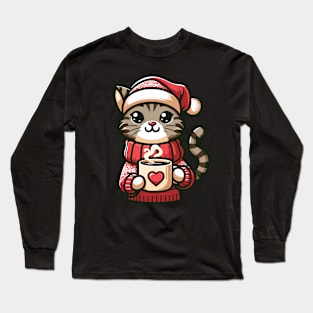 Cozy Winter Cat Long Sleeve T-Shirt